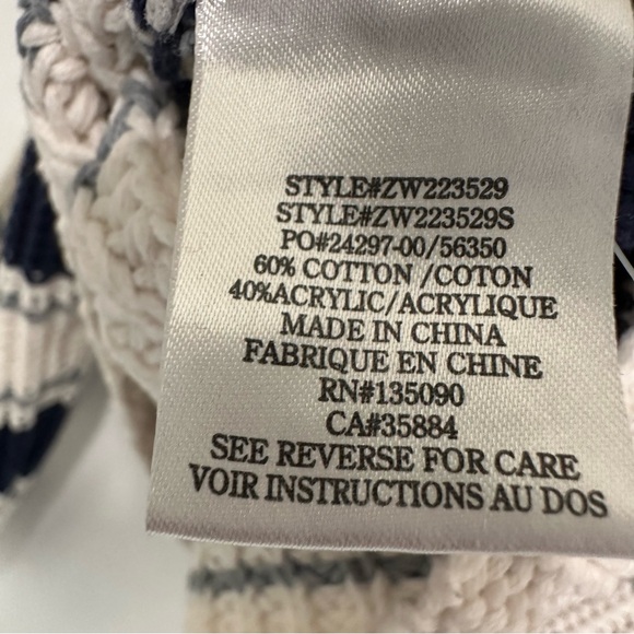 Z Supply Navy and Cream Striped  c cropped Crew Neck Sweater - Picture 4 of 9
